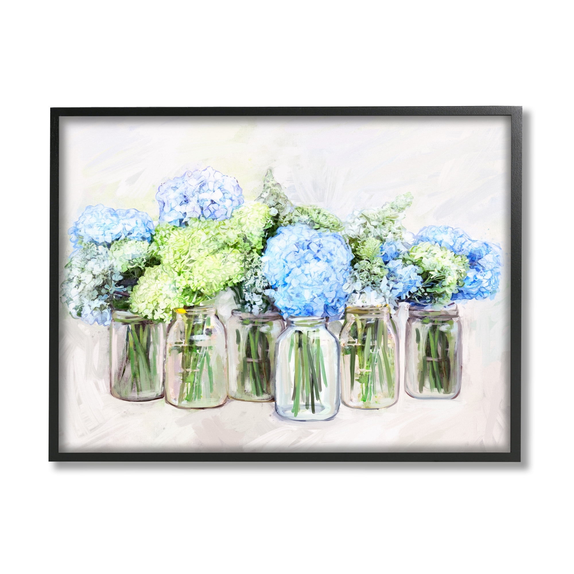 Stupell Abundant Hydrangea Bouquet Garden Botanical & Floral Painting Black Framed Art Print Wall Art