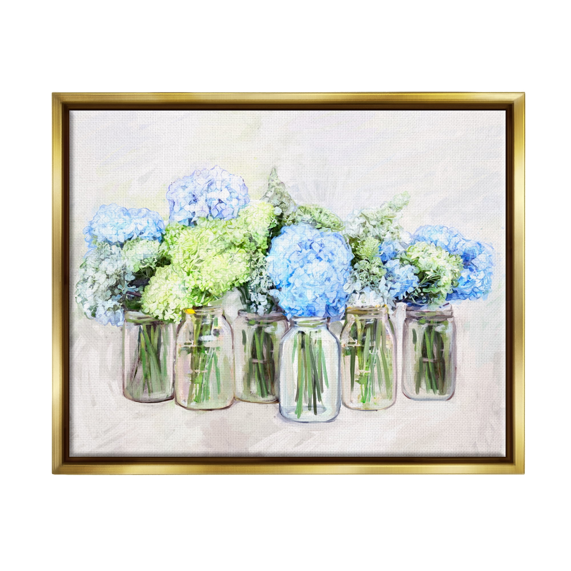 Stupell Abundant Hydrangea Bouquet Garden Botanical & Floral Painting Gold Floater Framed Art Print Wall Art