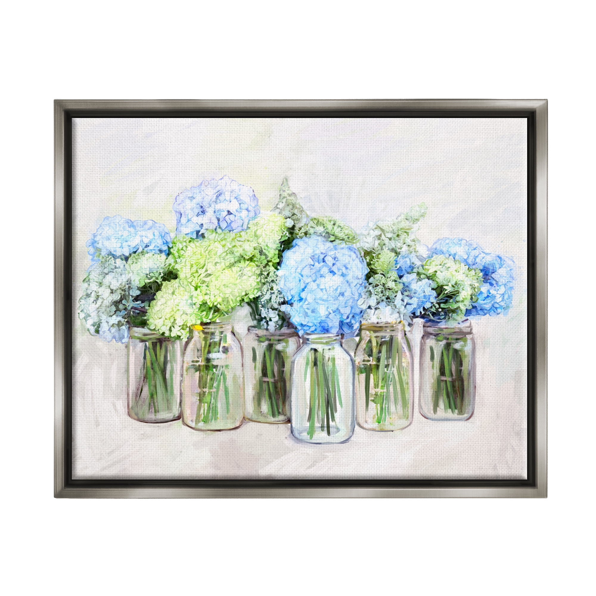 Stupell Abundant Hydrangea Bouquet Garden Botanical & Floral Painting Gray Floater Framed Art Print Wall Art