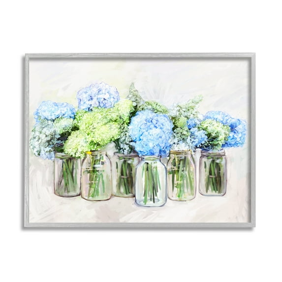 Stupell Abundant Hydrangea Bouquet Garden Botanical & Floral Painting Gray Framed Art Print Wall Art