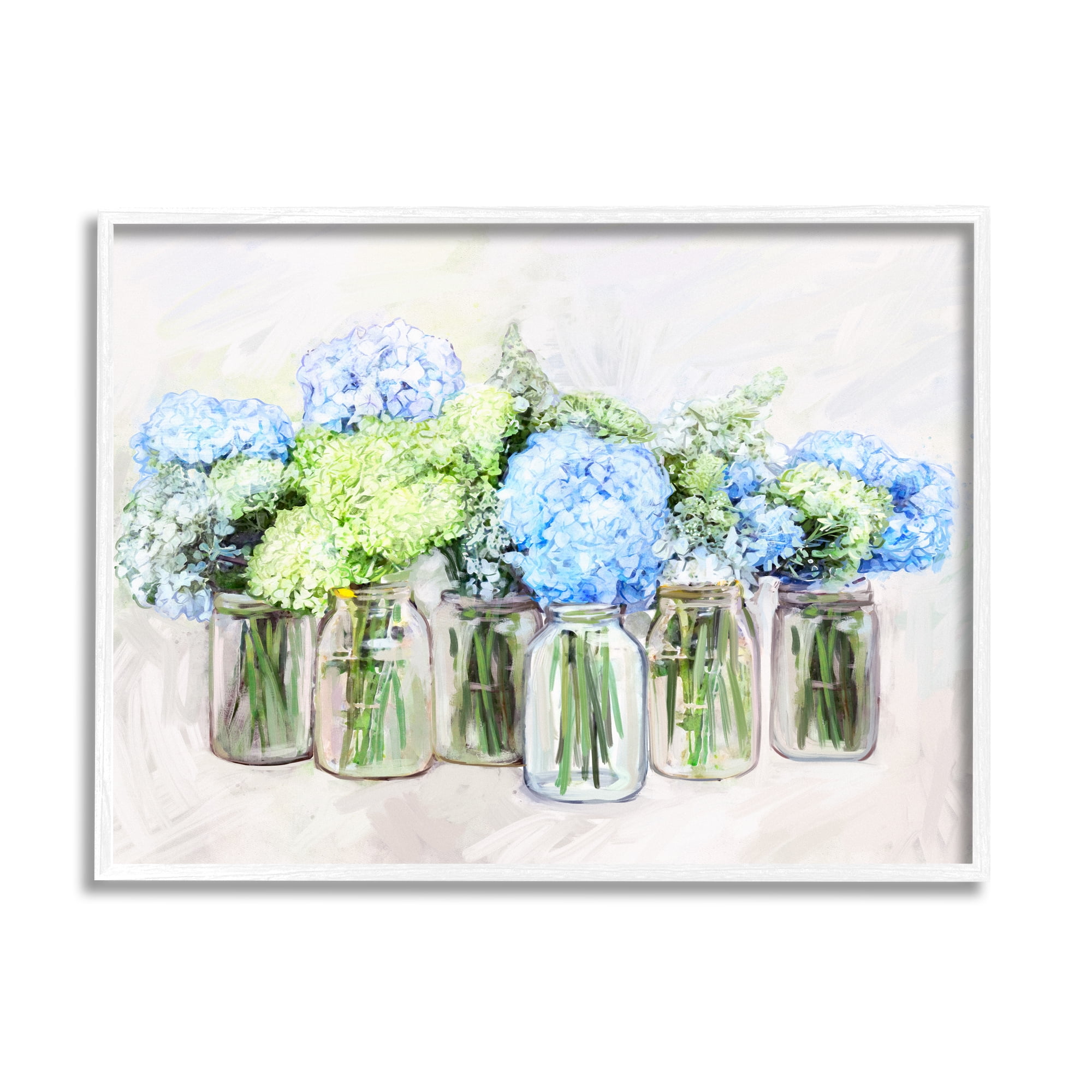 Stupell Abundant Hydrangea Bouquet Garden Botanical & Floral Painting White Framed Art Print Wall Art