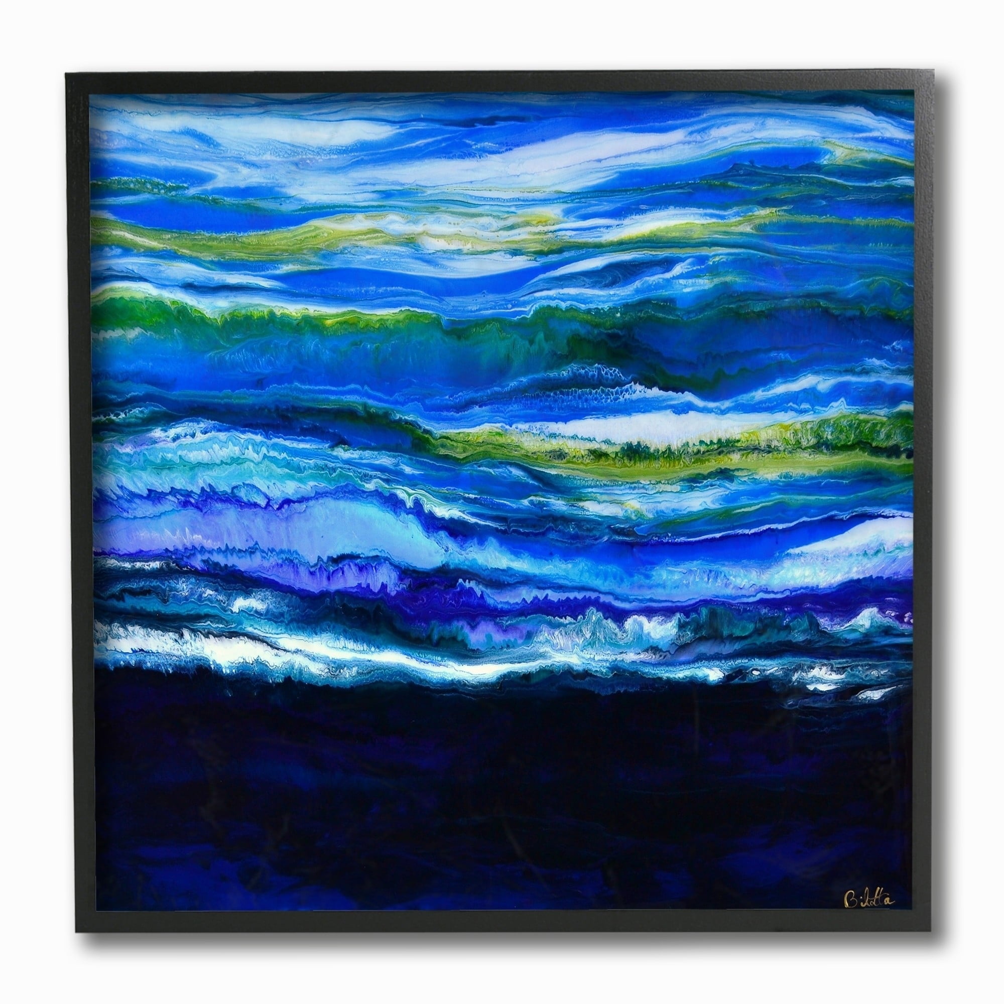 12" x 12" Blue and Green Abstract Canvas Print for Kids