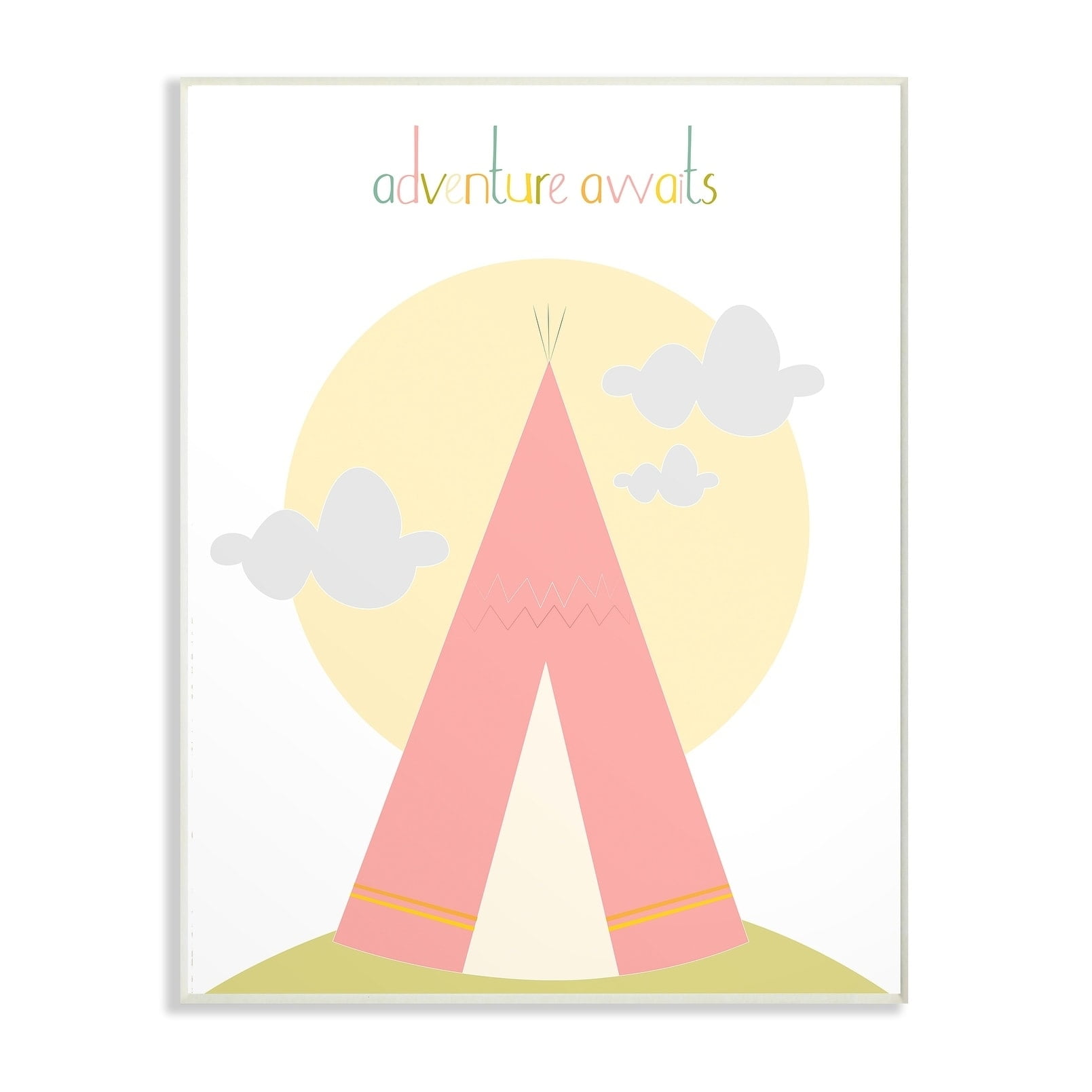 Stupell  Adventure Awaits Tee Pee in Pink Wall Plaque Art, 10 x 0.5 x 15,  Made in USA 13 x 19