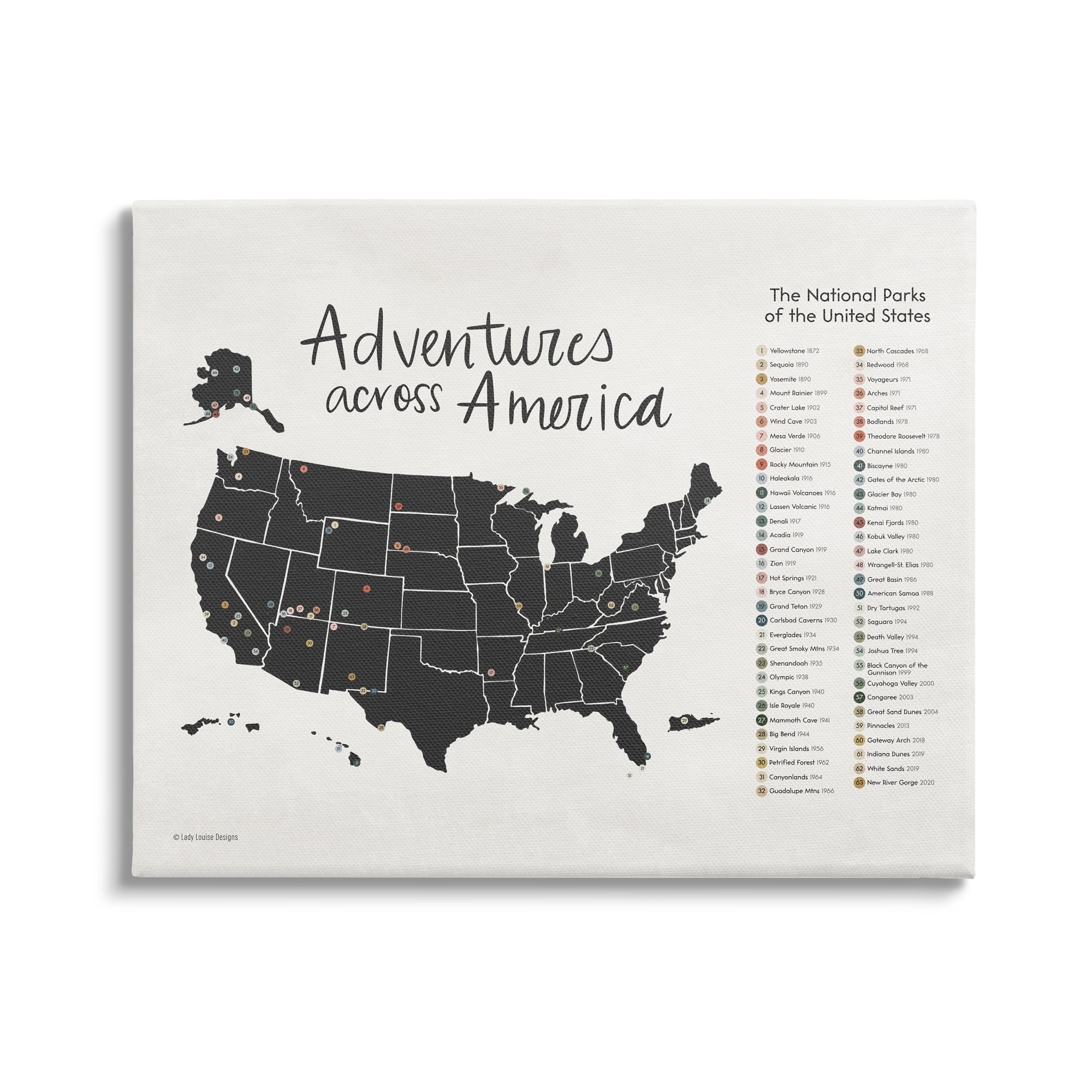 Adventures Across America Black and White Canvas Print for Kids