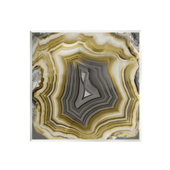 Stupell Agate Gold & Grey Crystal Abstract Painting Wall Plaque Unframed Art Print Wall Art