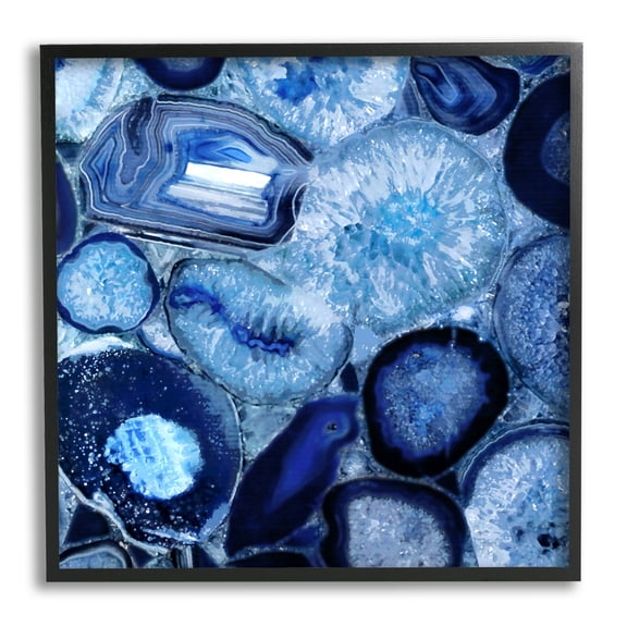 Stupell Agate In Blue Natural Geodes Abstract Painting Black Framed Art Print Wall Art