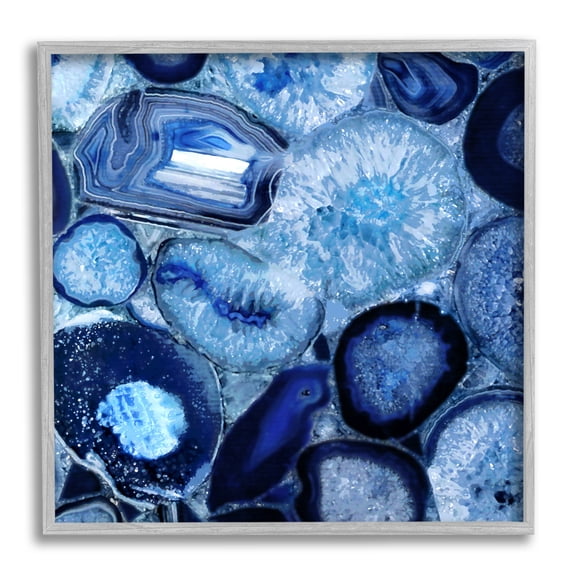 Stupell Agate In Blue Natural Geodes Abstract Painting Gray Framed Art Print Wall Art