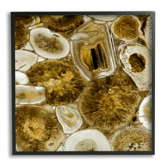 Stupell Agate In Gold Abstract Geodes Abstract Painting Black Framed Art Print Wall Art