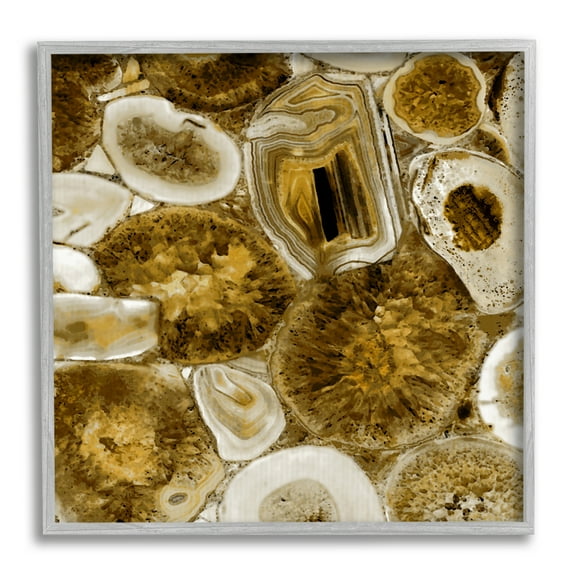 Stupell Agate In Gold Abstract Geodes Abstract Painting Gray Framed Art Print Wall Art