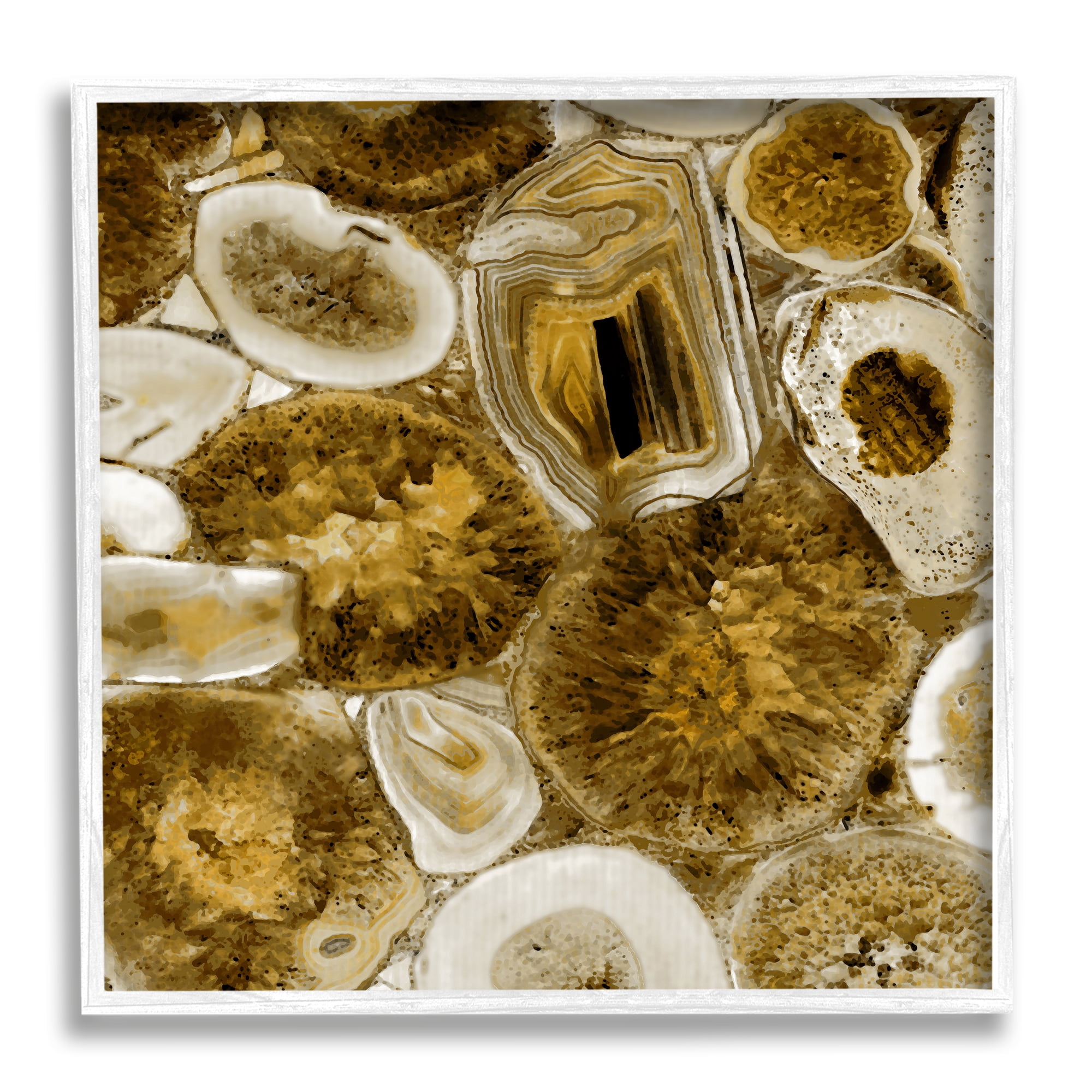 Stupell Agate In Gold Abstract Geodes Abstract Painting White Framed Art Print Wall Art