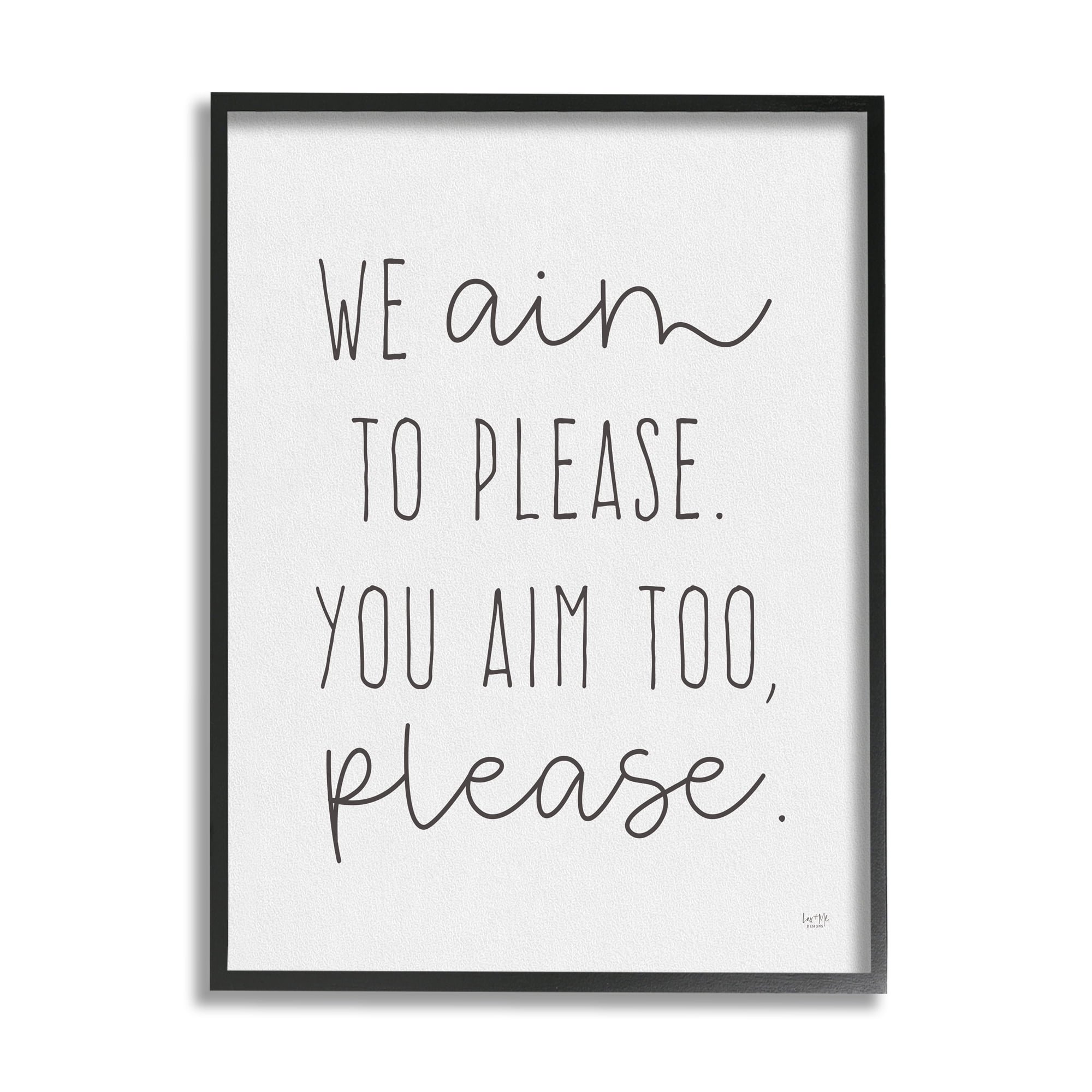 Stupell Aim To Please Funny Bathroom Phrase Typography Painting Black Framed Art Print Wall Art