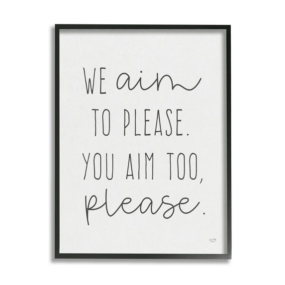 Stupell Aim To Please Funny Bathroom Phrase Typography Painting Black Framed Art Print Wall Art