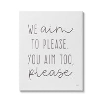 Stupell Aim To Please Funny Bathroom Phrase Typography Painting Gallery Wrapped Canvas Print Wall Art