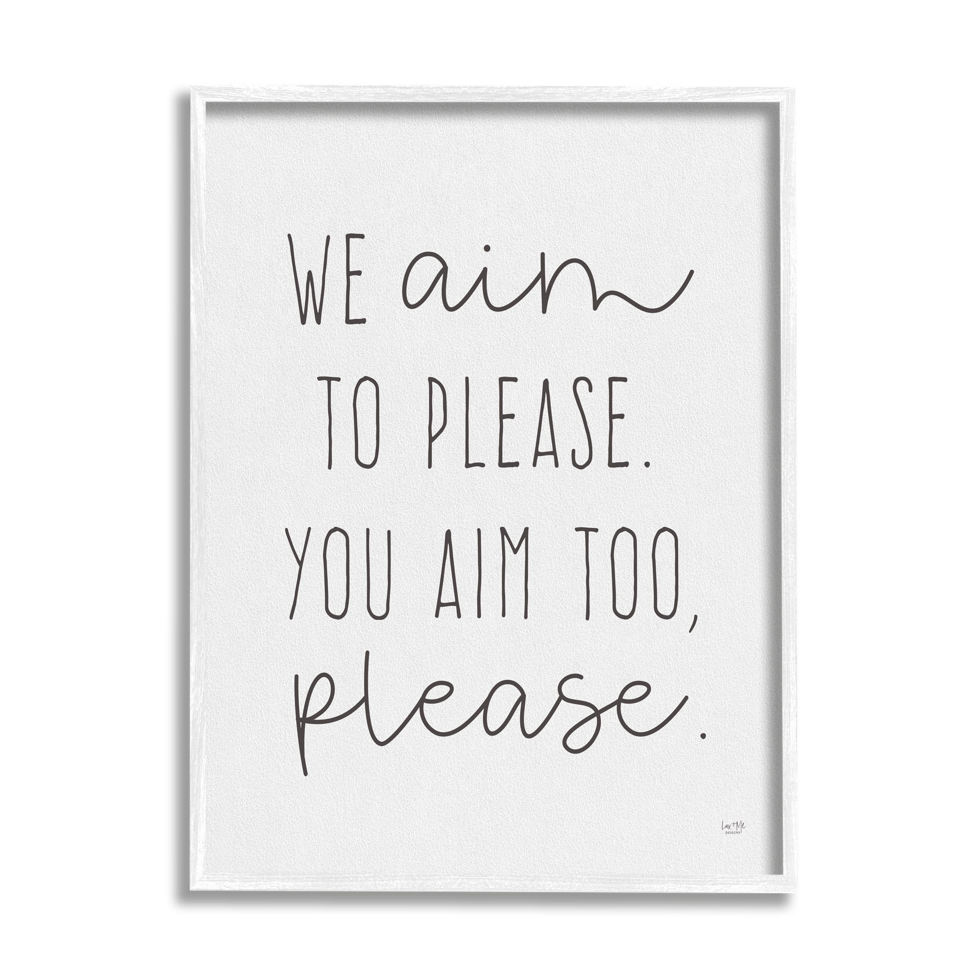 Stupell Aim To Please Funny Bathroom Phrase Typography Painting White Framed Art Print Wall Art