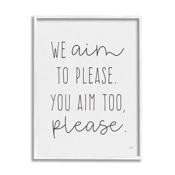 Stupell Aim To Please Funny Bathroom Phrase Typography Painting White Framed Art Print Wall Art