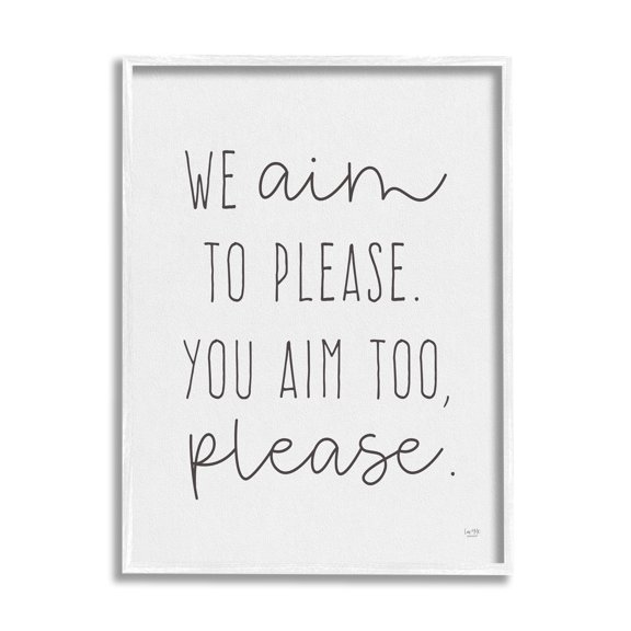Stupell Aim To Please Funny Bathroom Phrase Typography Painting White Framed Art Print Wall Art