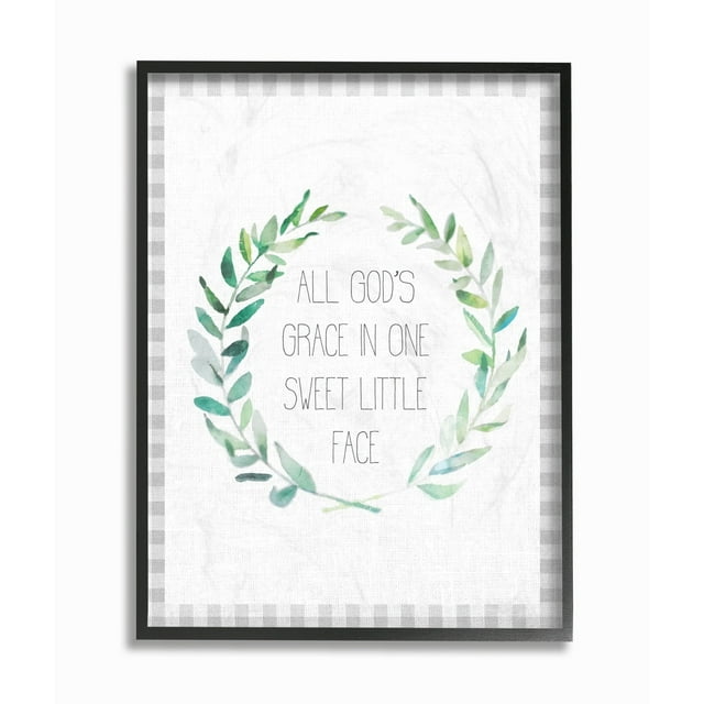 Stupell  All Gods Grace in One Sweet Little Face Wreath Framed Art, 11 x 14, Design By Artist Daphne Polselli - Multi-Color 16 x 20