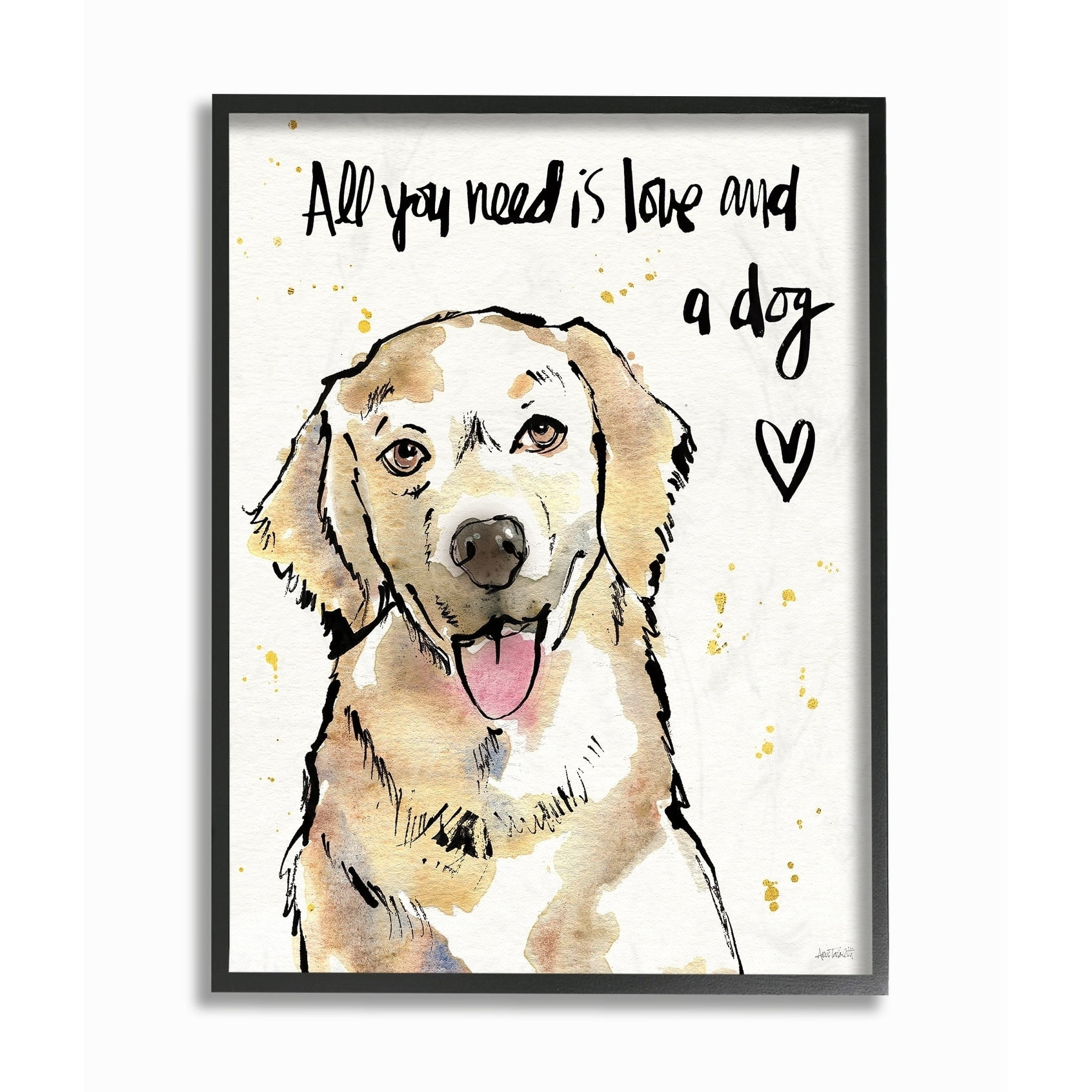 Stupell All You Need is Love and a Dog Framed Giclee Texture Art 11 x 14