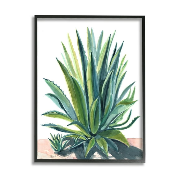 Stupell Aloe Plant Botanical Leaves Botanical & Floral Painting Black Framed Art Print Wall Art