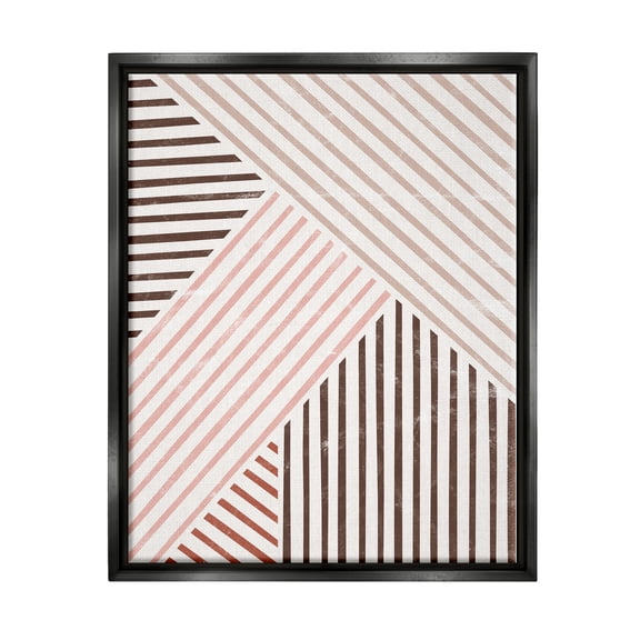 Stupell Alternating Stripes Earth Tones Abstract Painting Black Floater Framed Art Print Wall Art
