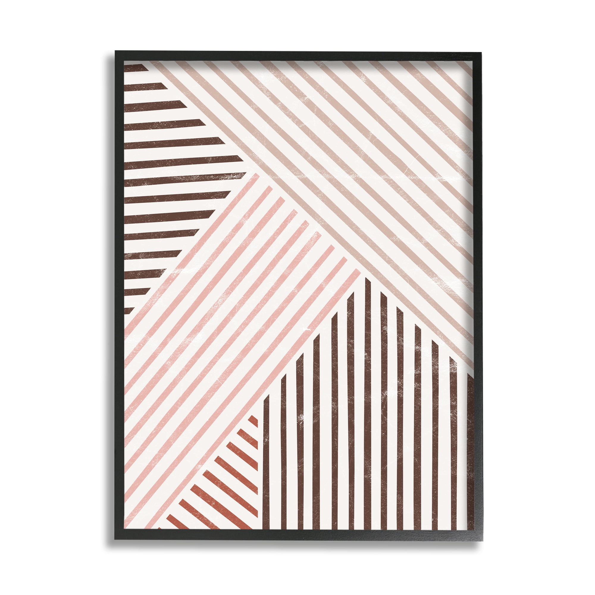 Stupell Alternating Stripes Earth Tones Abstract Painting Black Framed Art Print Wall Art