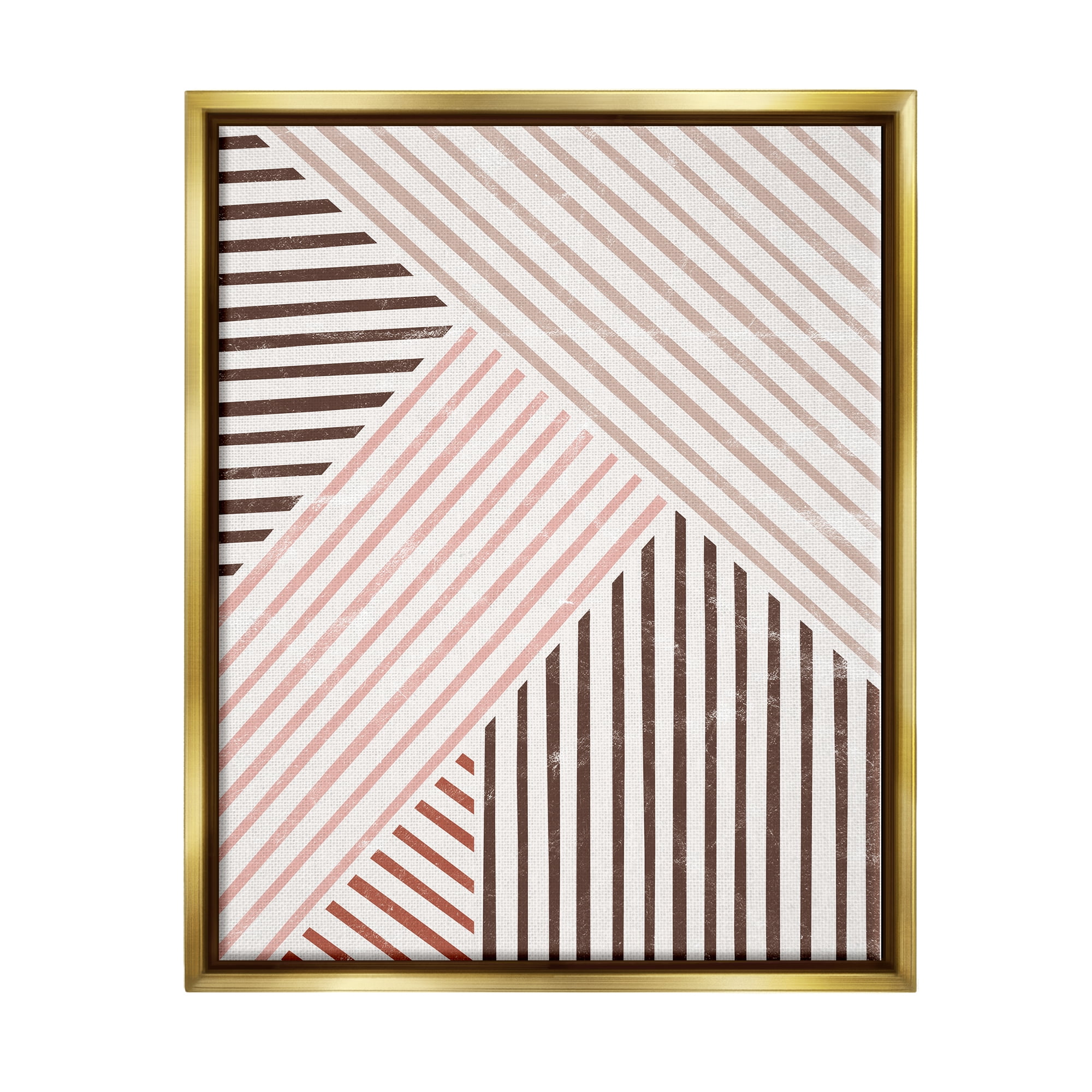 Stupell Alternating Stripes Earth Tones Abstract Painting Gold Floater Framed Art Print Wall Art