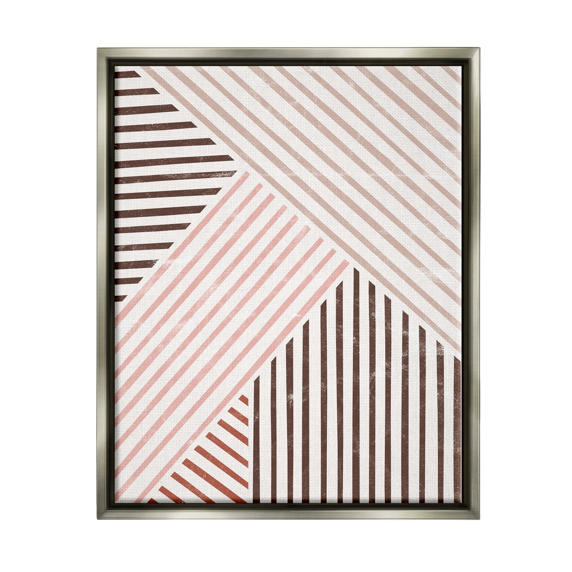 Stupell Alternating Stripes Earth Tones Abstract Painting Gray Floater Framed Art Print Wall Art