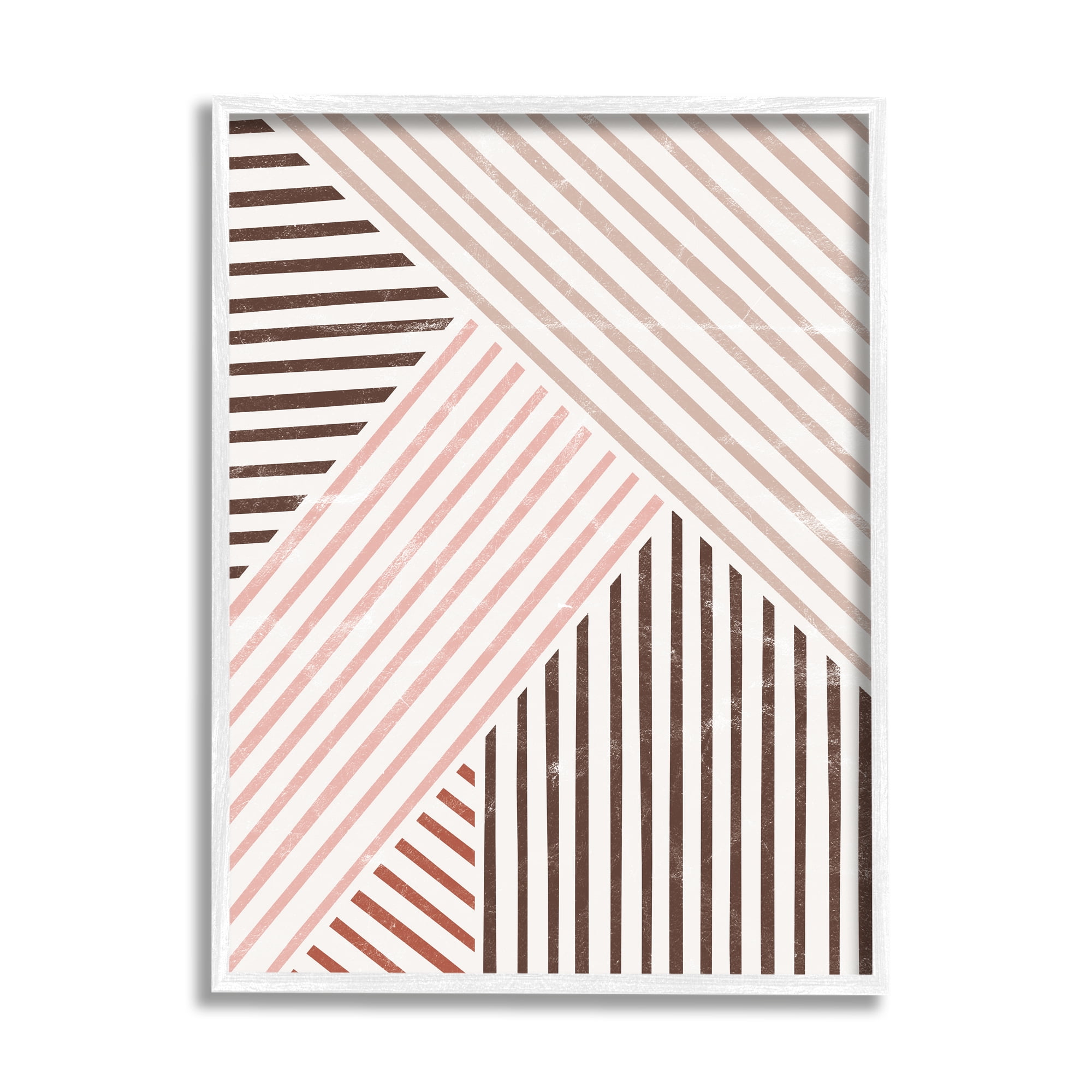 Stupell Alternating Stripes Earth Tones Abstract Painting White Framed Art Print Wall Art