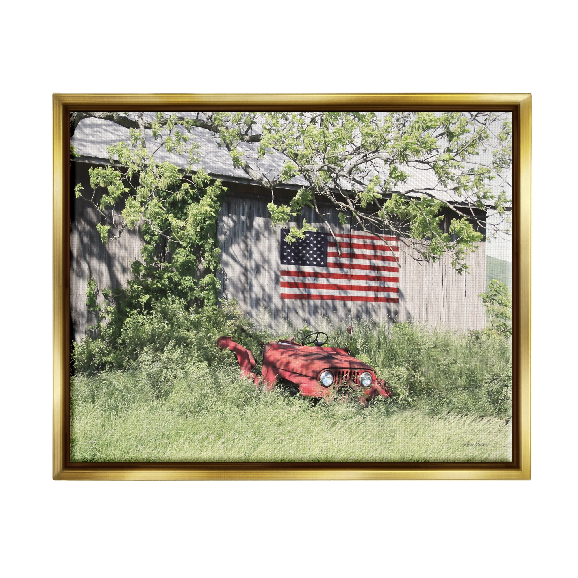 Stupell Americana Lush Country Greenery Landscape Photography Gold Floater Framed Art Print Wall Art