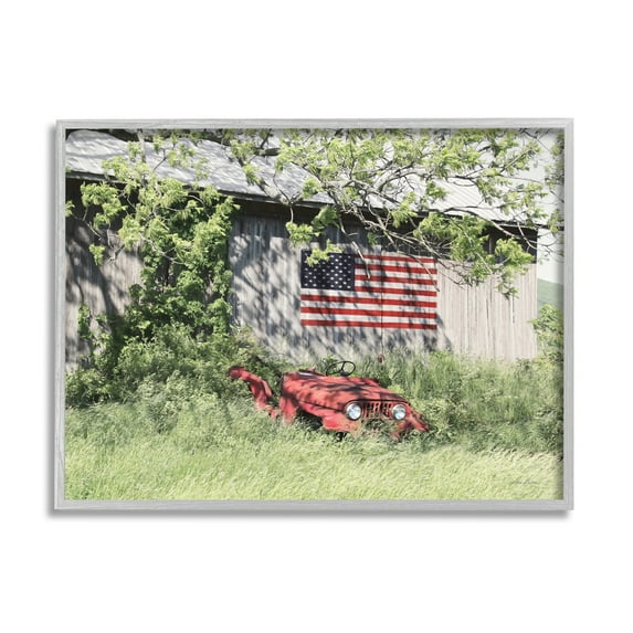 Stupell Americana Lush Country Greenery Landscape Photography Gray Framed Art Print Wall Art
