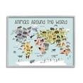 thumbnail image 1 of Stupell Animals Around The World Map Animals & Insects Painting Gray Framed Art Print Wall Art, 1 of 7