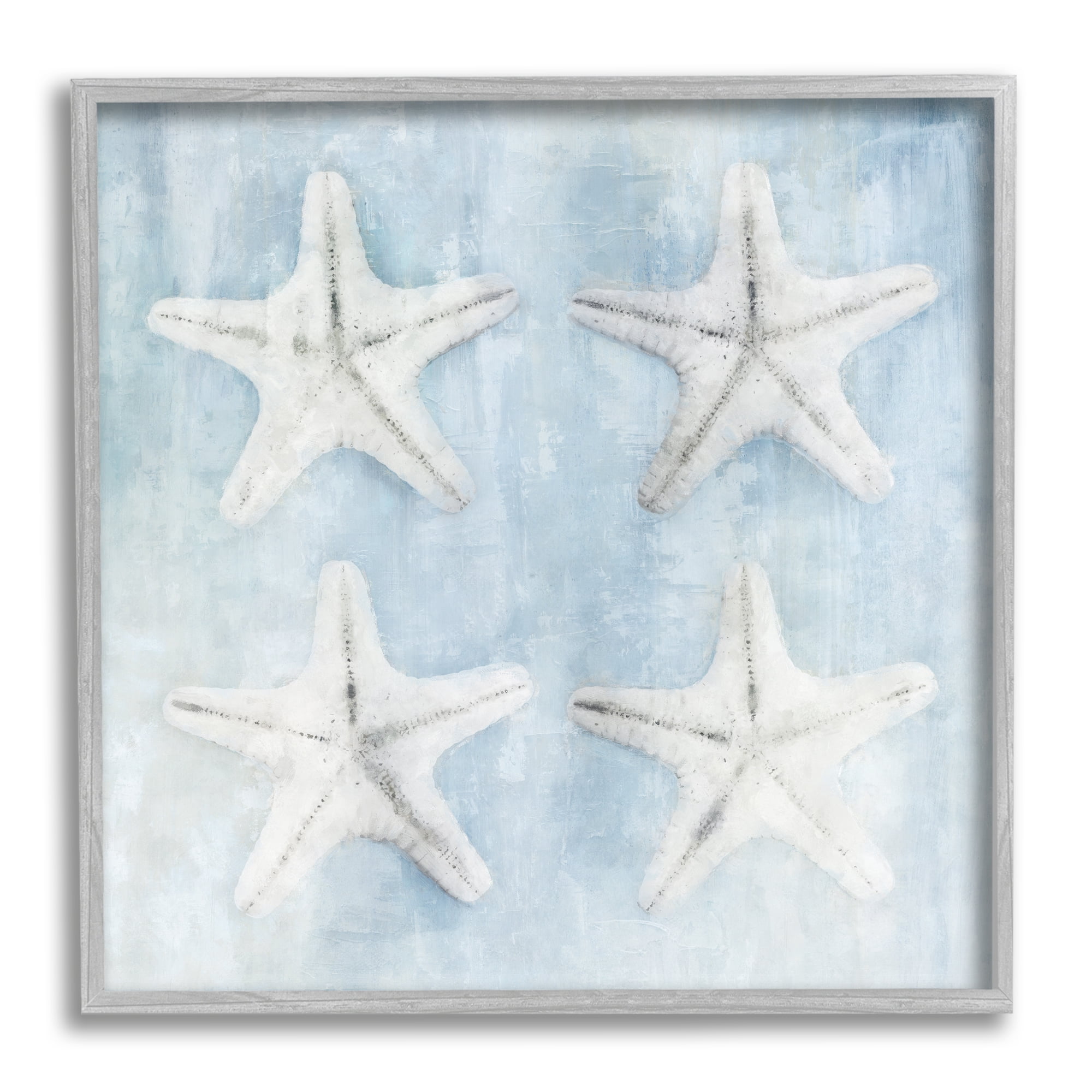 Stupell Aquatic Starfish Soft Blue Coastal Landscape Painting Gray Framed Art Print Wall Art