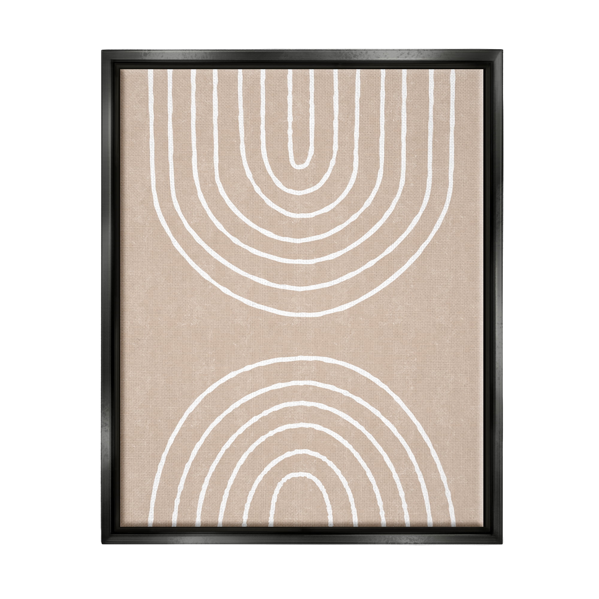 Stupell Asymmetrical Mirrored Beige Arches Abstract Painting Black Floater Framed Art Print Wall Art