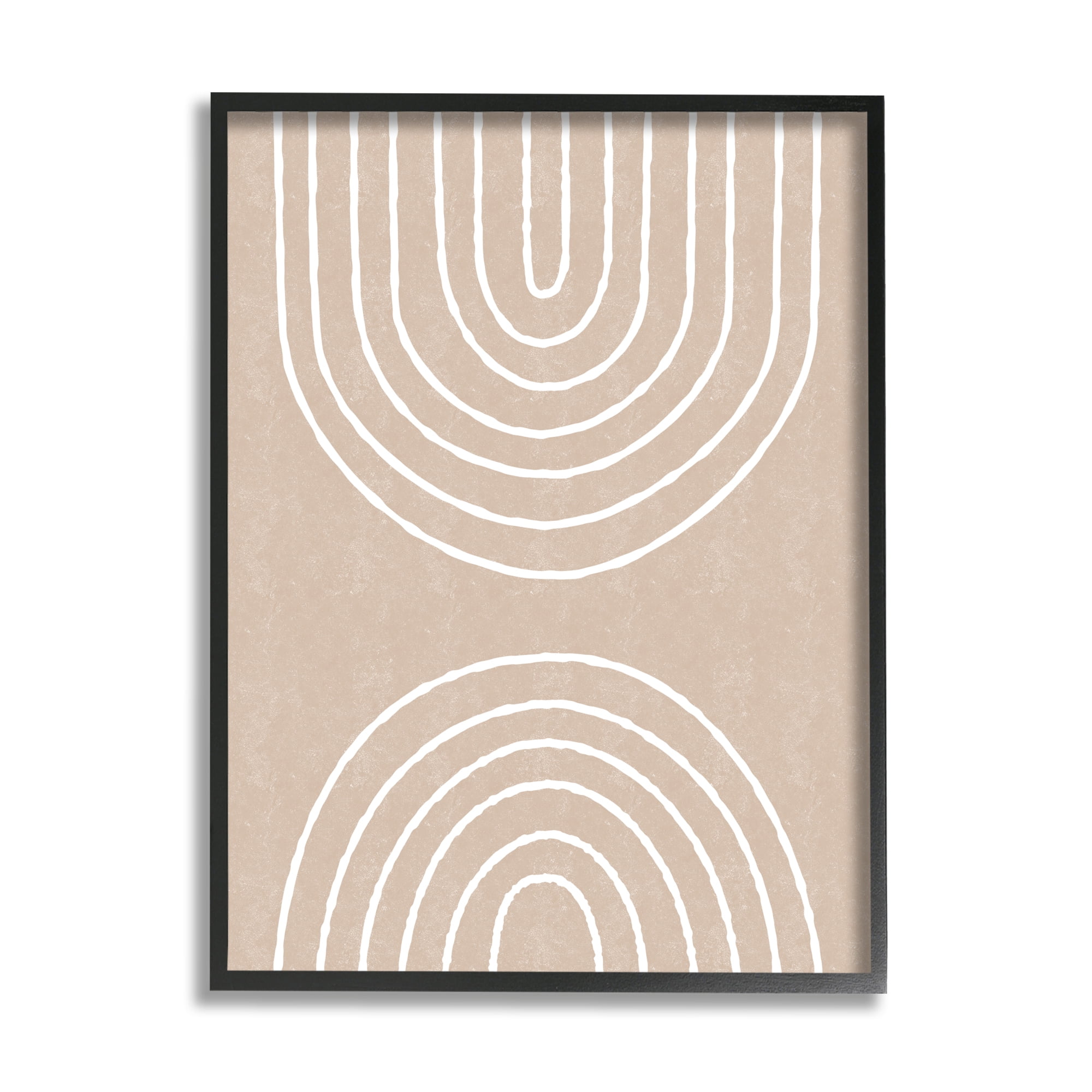 Stupell Asymmetrical Mirrored Beige Arches Abstract Painting Black Framed Art Print Wall Art