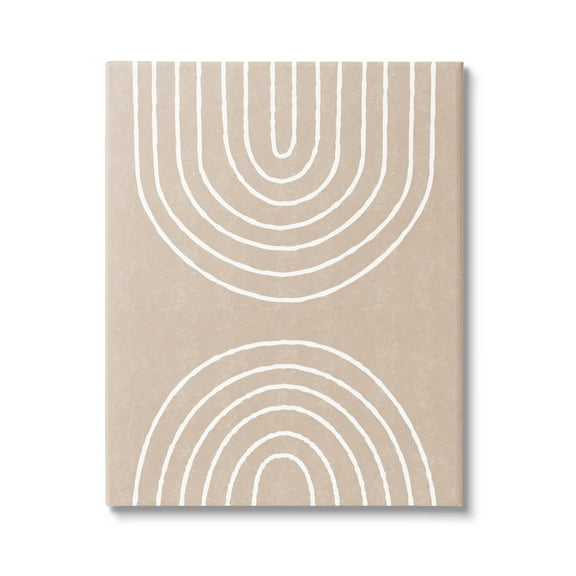 Stupell Asymmetrical Mirrored Beige Arches Abstract Painting Gallery Wrapped Canvas Print Wall Art