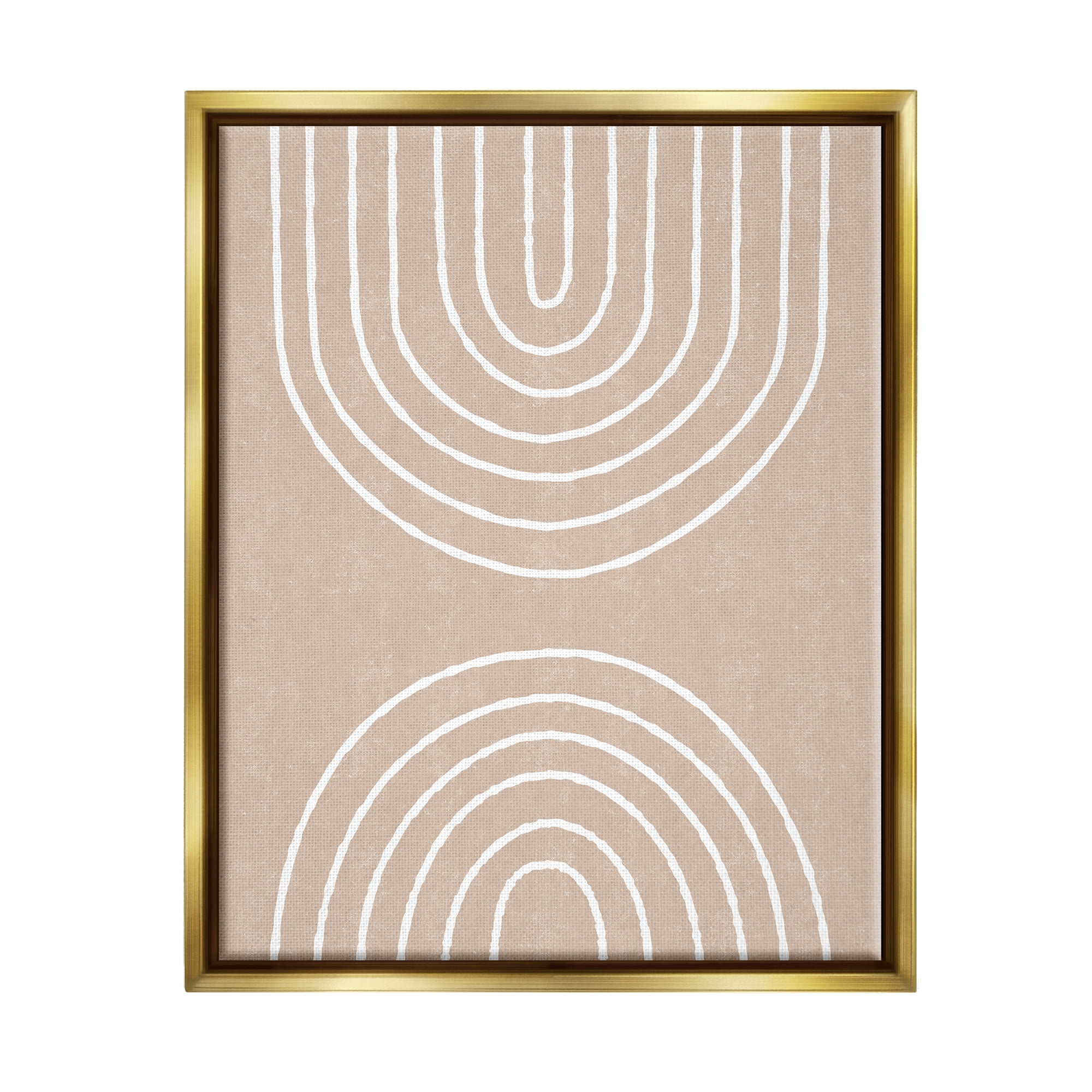 Stupell Asymmetrical Mirrored Beige Arches Abstract Painting Gold Floater Framed Art Print Wall Art