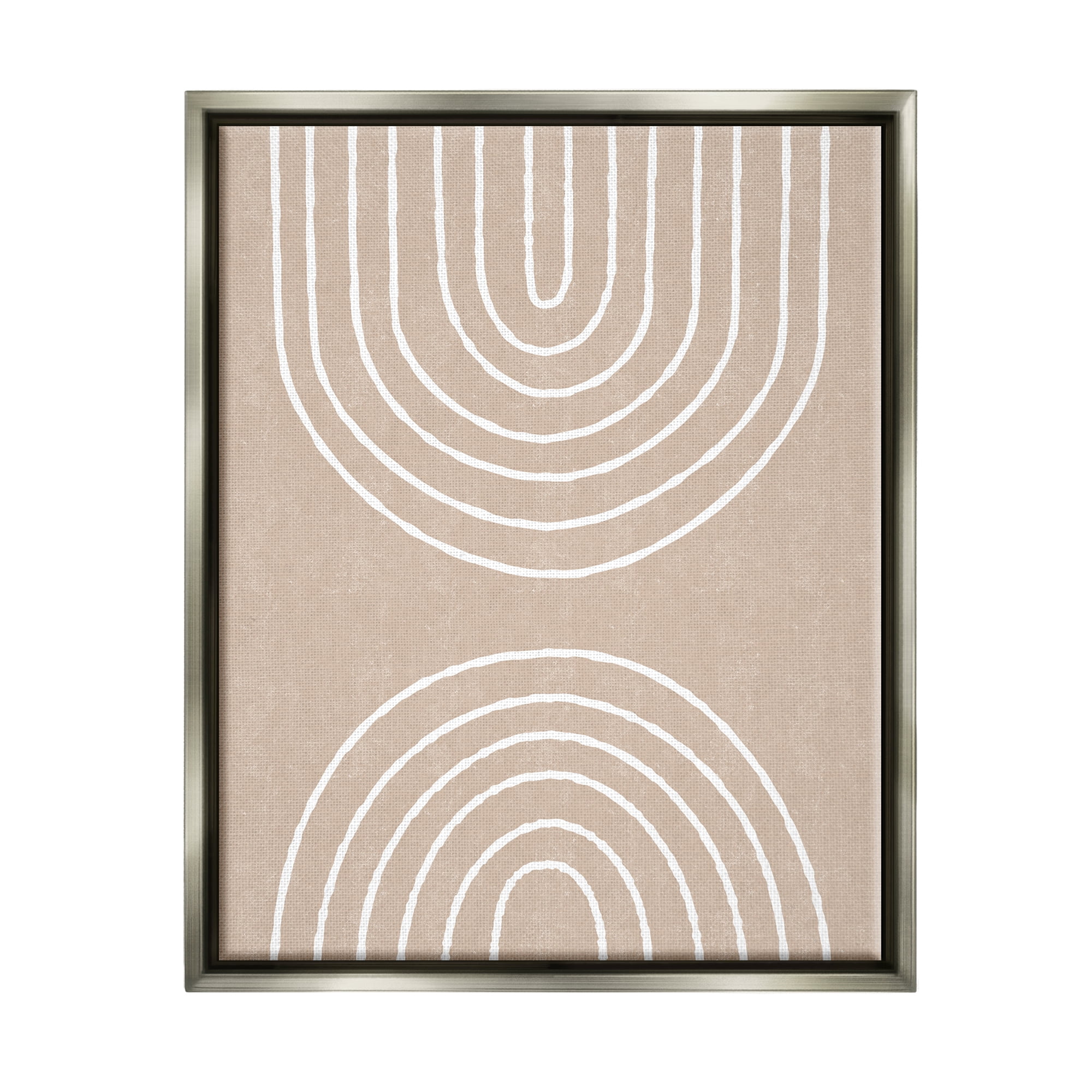Stupell Asymmetrical Mirrored Beige Arches Abstract Painting Gray Floater Framed Art Print Wall Art