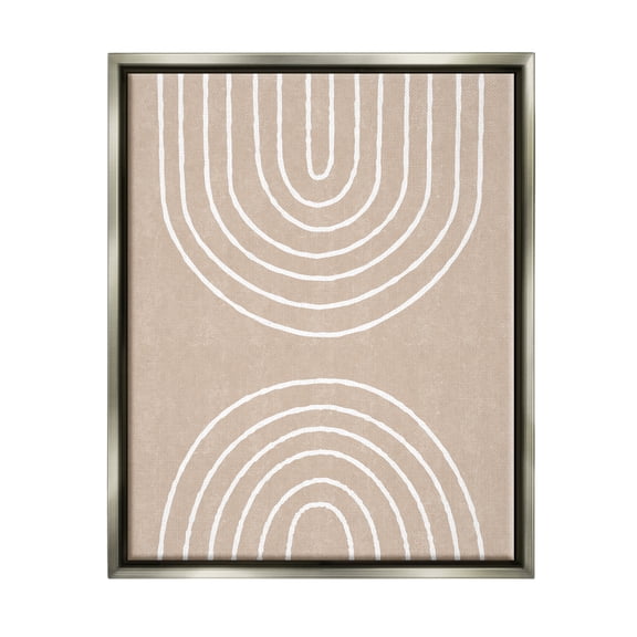 Stupell Asymmetrical Mirrored Beige Arches Abstract Painting Gray Floater Framed Art Print Wall Art