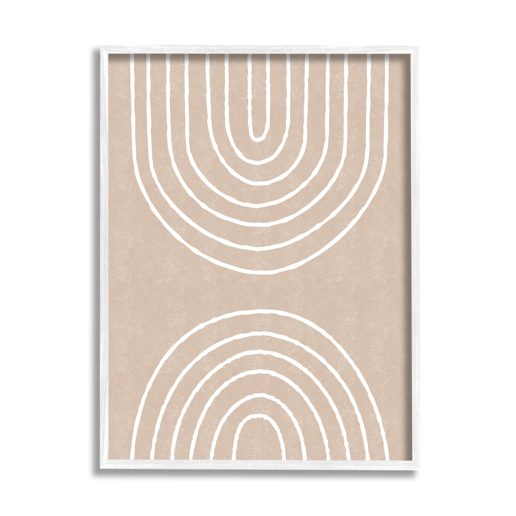 Stupell Asymmetrical Mirrored Beige Arches Abstract Painting White Framed Art Print Wall Art