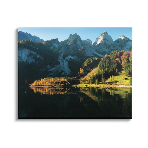 Stupell Autumn Foliage Mountain Lake Landscape Photography Gallery Wrapped Canvas Print Wall Art