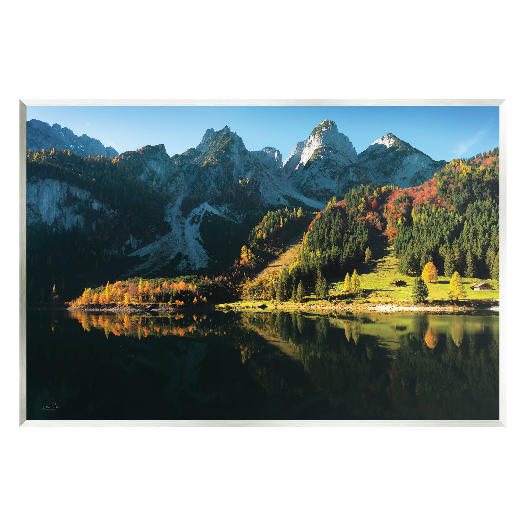 Stupell Autumn Foliage Mountain Lake Landscape Photography Wall Plaque Unframed Art Print Wall Art