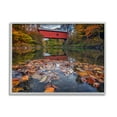 thumbnail image 1 of Stupell Autumnal Foliage River Bridge Landscape Photography Gray Framed Art Print Wall Art, 1 of 7