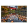 thumbnail image 1 of Stupell Autumnal Foliage River Bridge Landscape Photography Wall Plaque Unframed Art Print Wall Art, 1 of 6