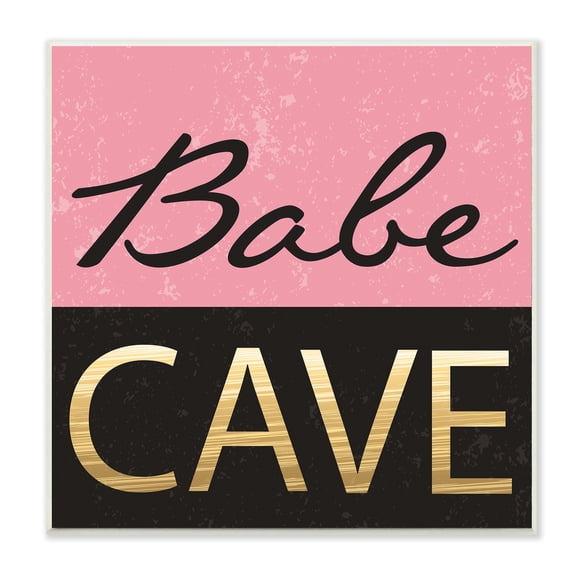 Stupell Babe Cave Pink and Gold Wall Plaque Art
