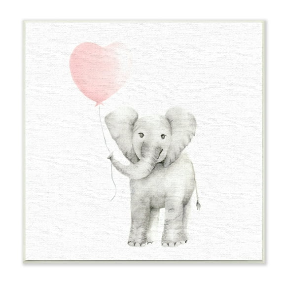 Stupell Baby Elephant Heart Balloon Linen Look Wall Plaque Art