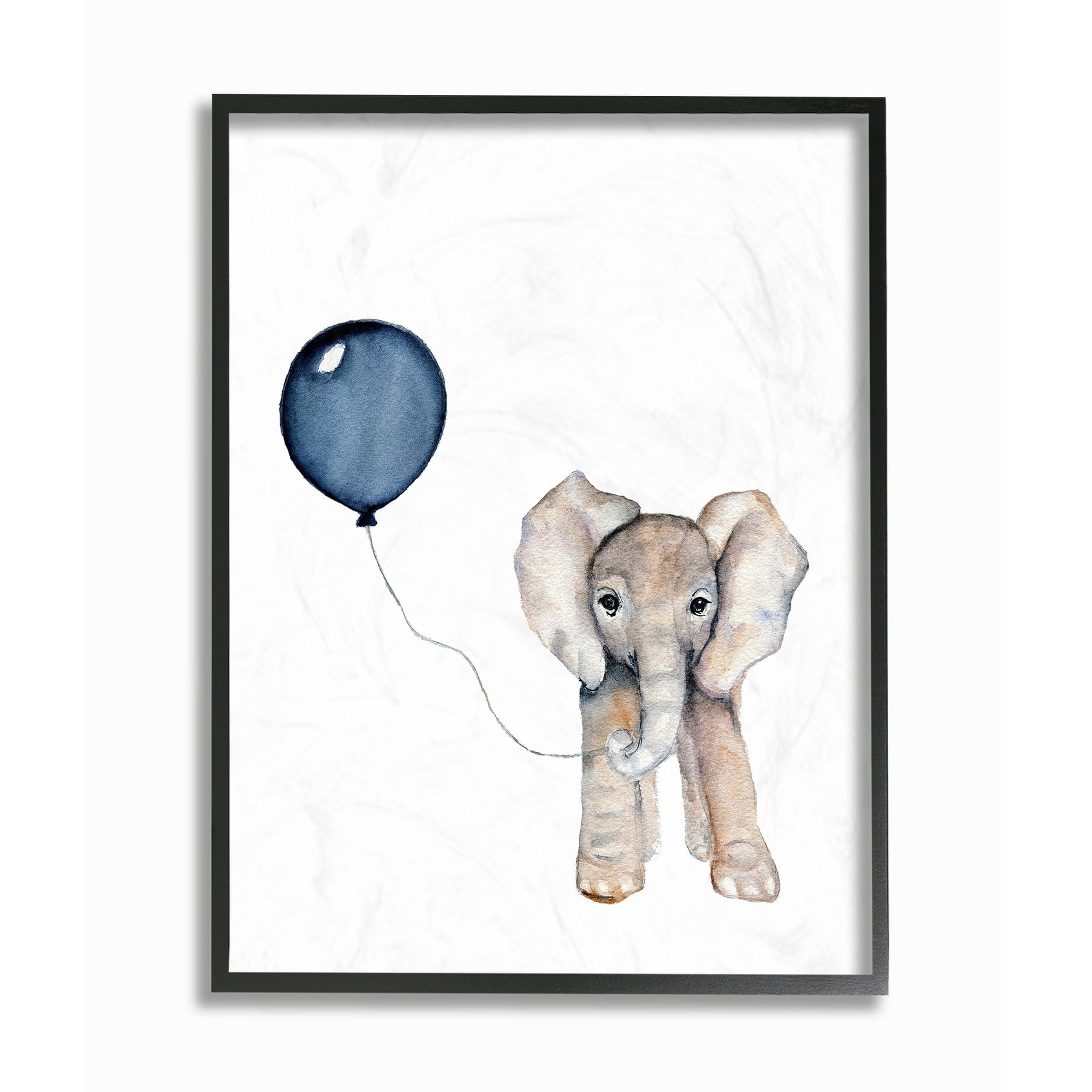 The Kids Room by Stupell Baby Elephant with Blue Balloon Oversized Framed Giclee Texturized Art, 16 x 1.5 x 20