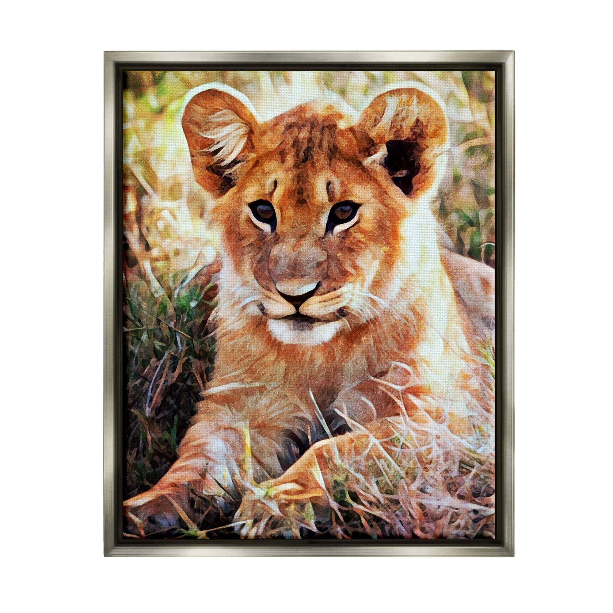 Stupell Baby Lion Resting Animal Nature Animals & Insects Painting Gray Floater Framed Art Print Wall Art
