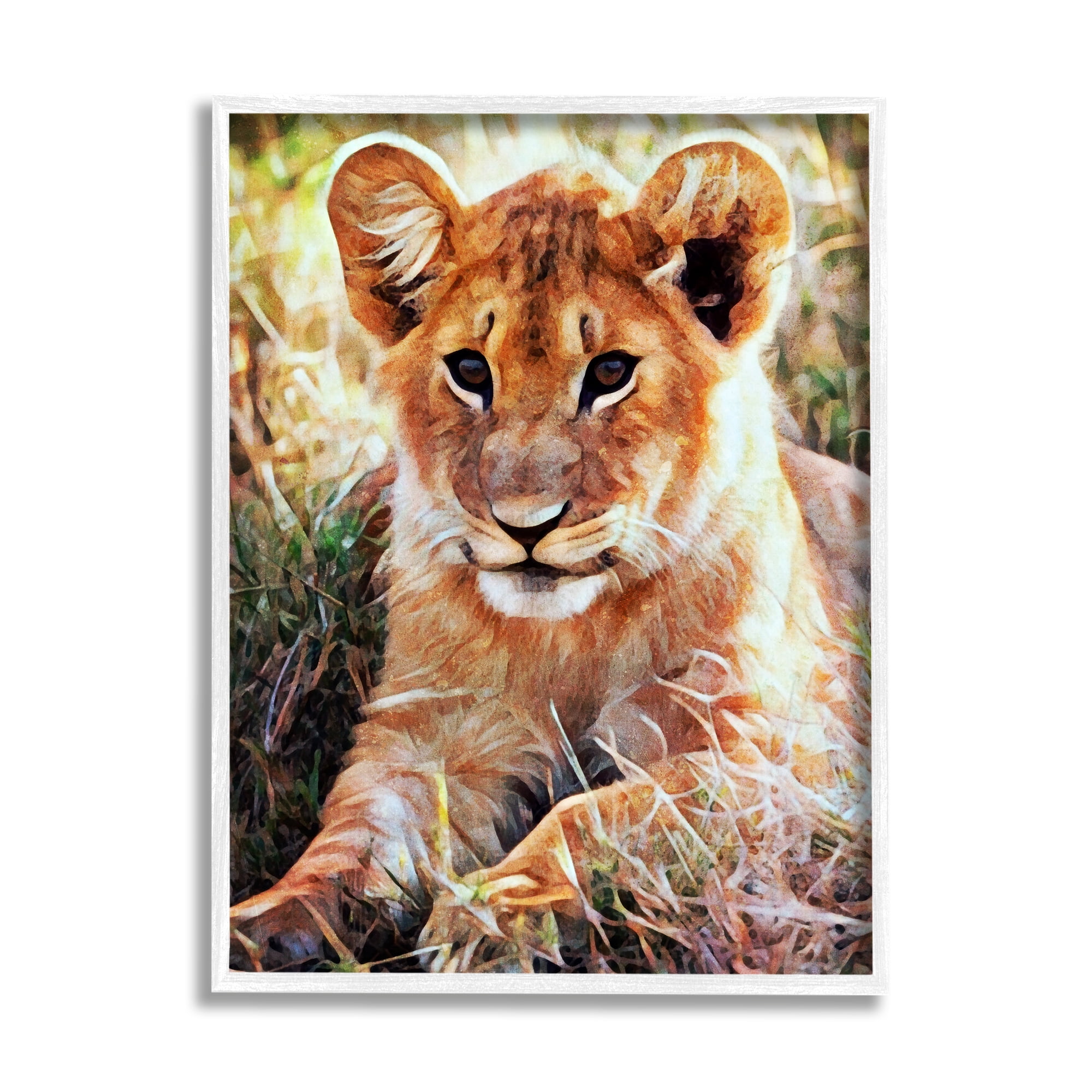 Stupell Baby Lion Resting Animal Nature Animals & Insects Painting White Framed Art Print Wall Art