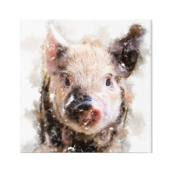 Stupell Baby Pig Face Abstract Portrait Animals & Insects Painting Gallery Wrapped Canvas Print Wall Art