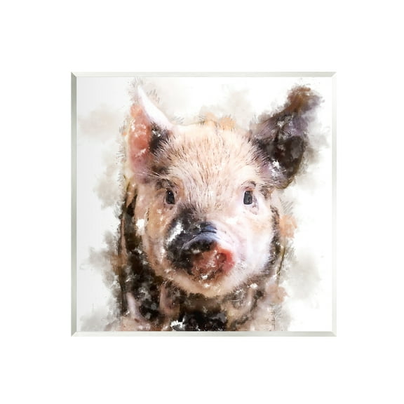 Stupell Baby Pig Face Abstract Portrait Animals & Insects Painting Wall Plaque Unframed Art Print Wall Art